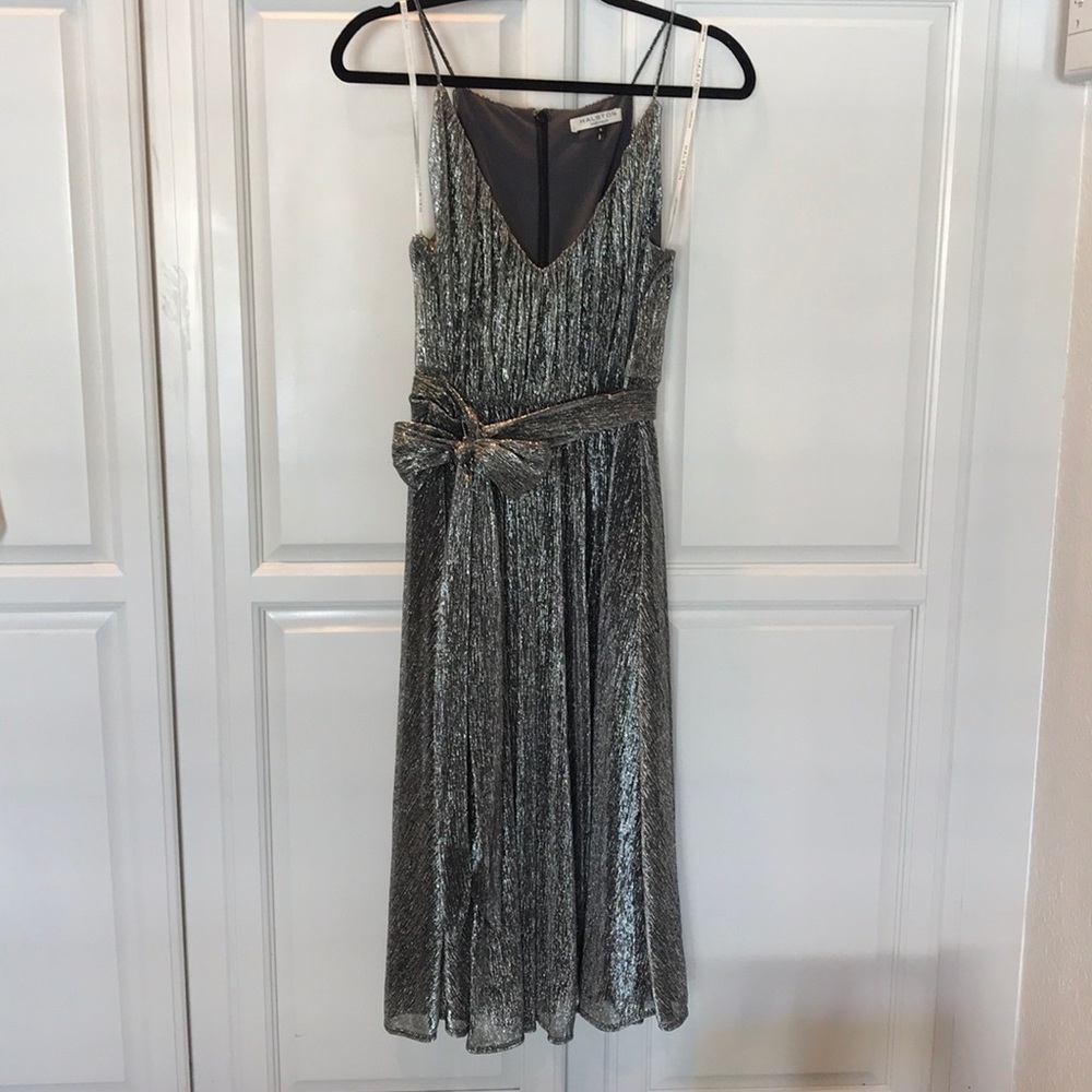 Halston Heritage silver cocktail dress